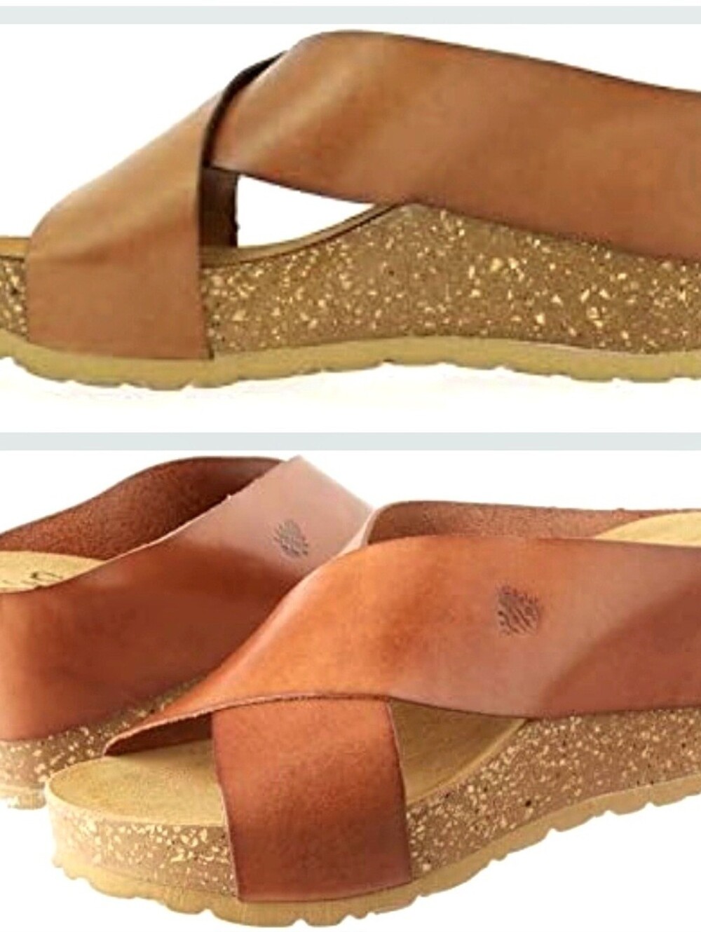 Yokono Women's NWOT Cross-Band Leather Wedge Slide Sandal Cork Sole SZ 9